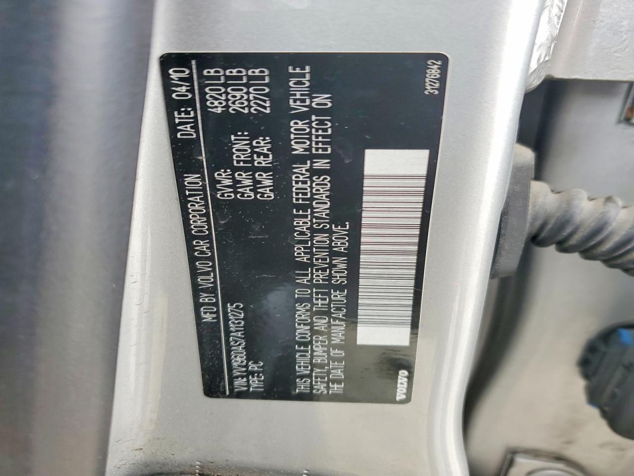 2010 VOLVO S80 3.2 photo 12