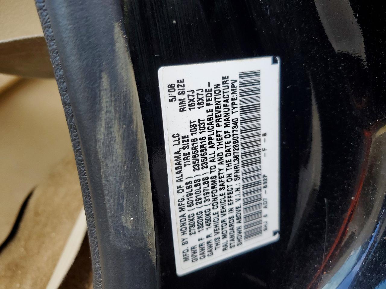 2008 HONDA ODYSSEY EXL photo 13