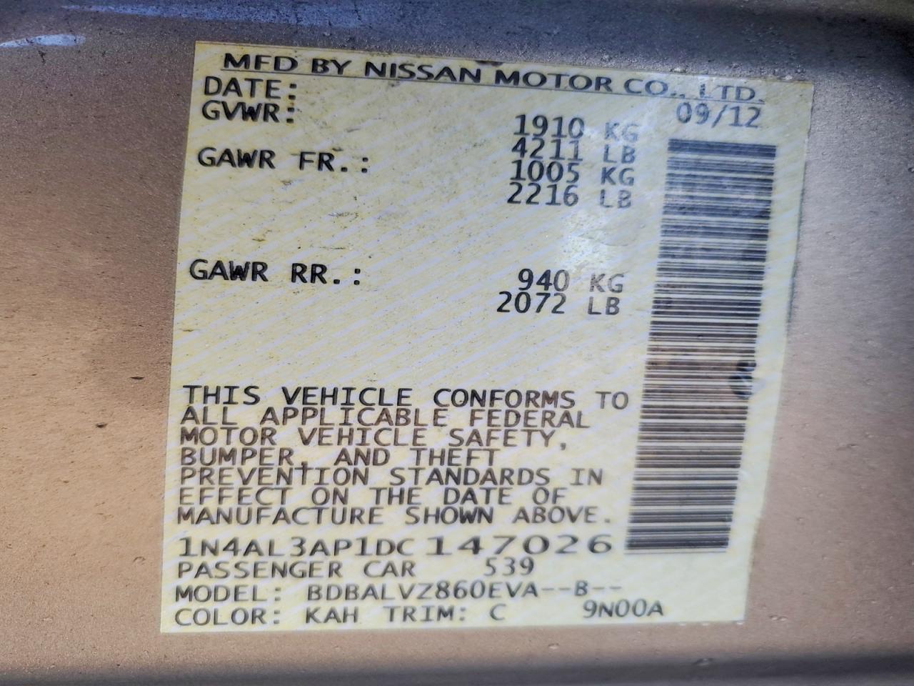 2013 NISSAN ALTIMA 2.5 photo 12