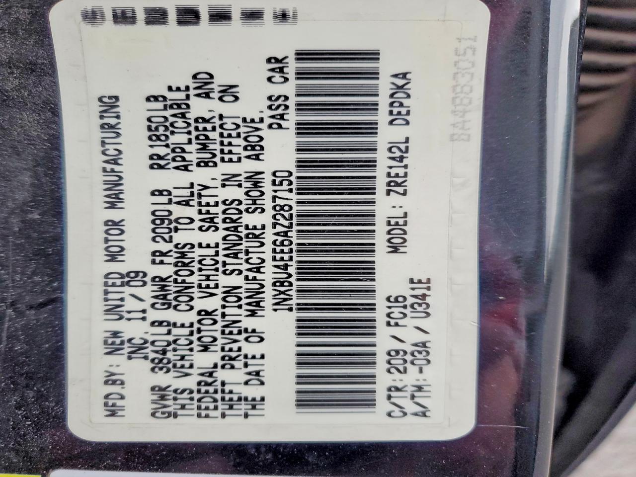 2010 TOYOTA COROLLA BASE photo 12