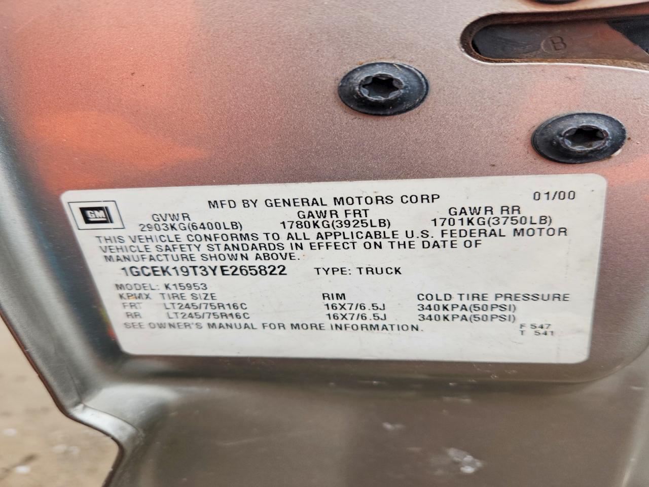 2000 CHEVROLET SILVERADO K1500 photo 12