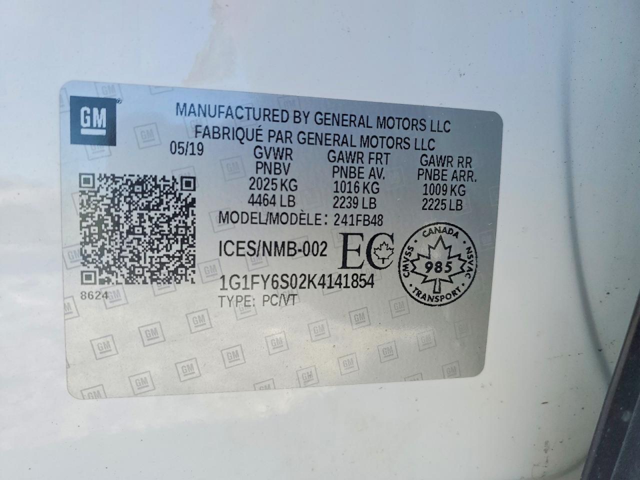 2019 CHEVROLET BOLT EV LT photo 12