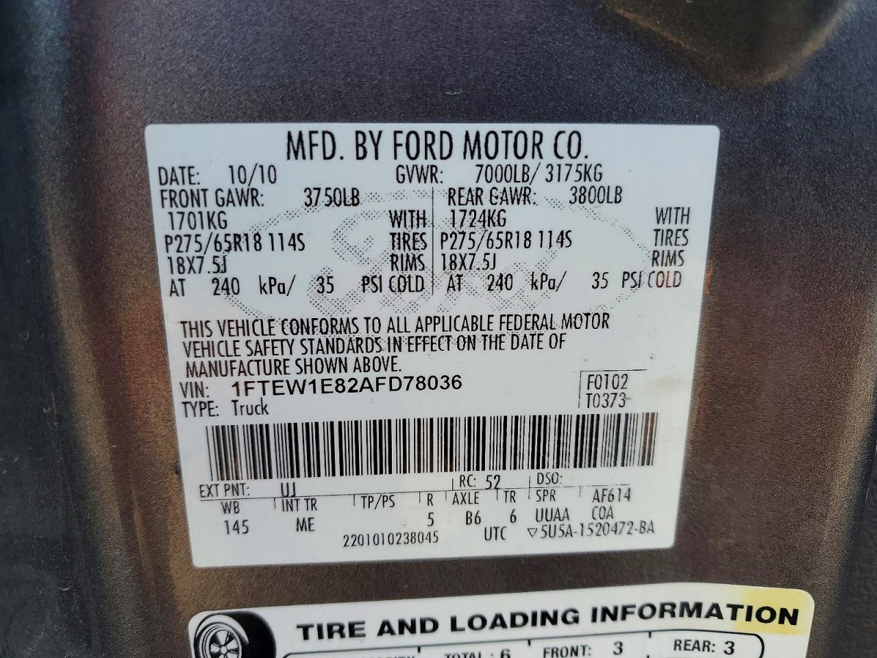 2010 FORD F150 SUPERCREW photo 23