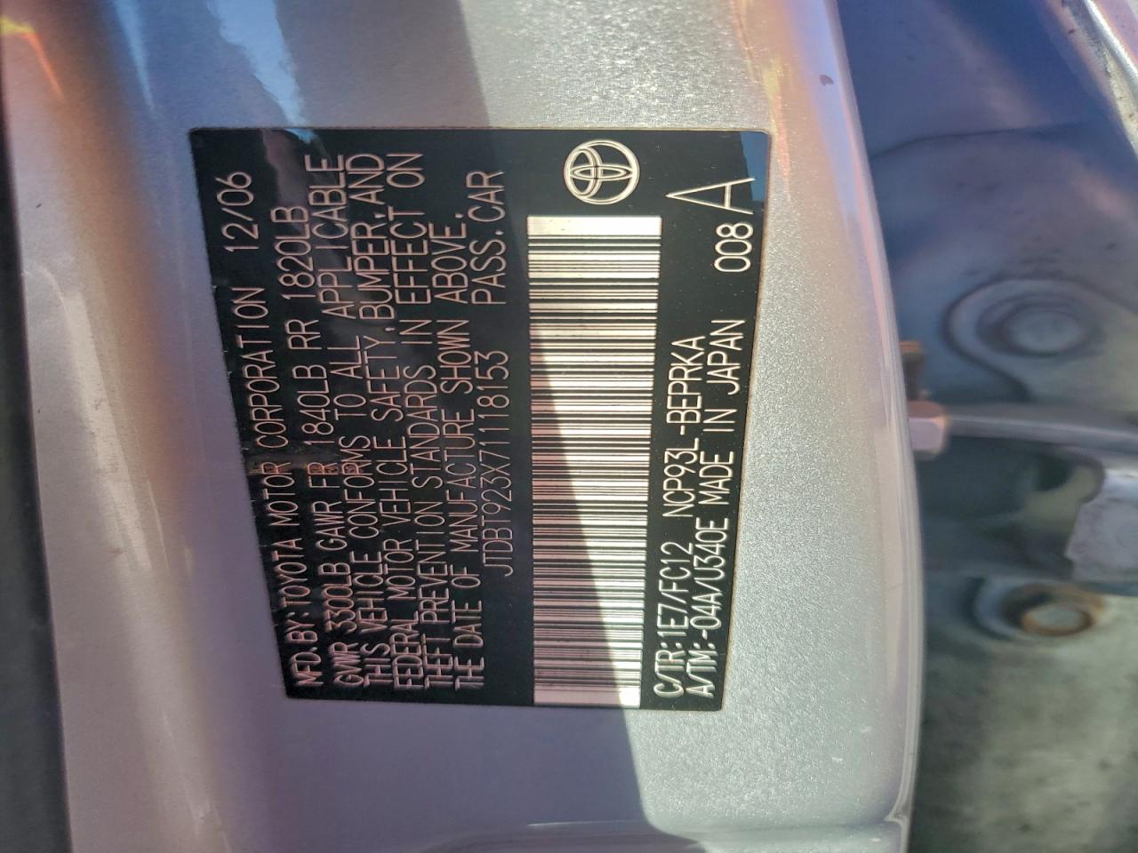 2007 TOYOTA YARIS photo 25