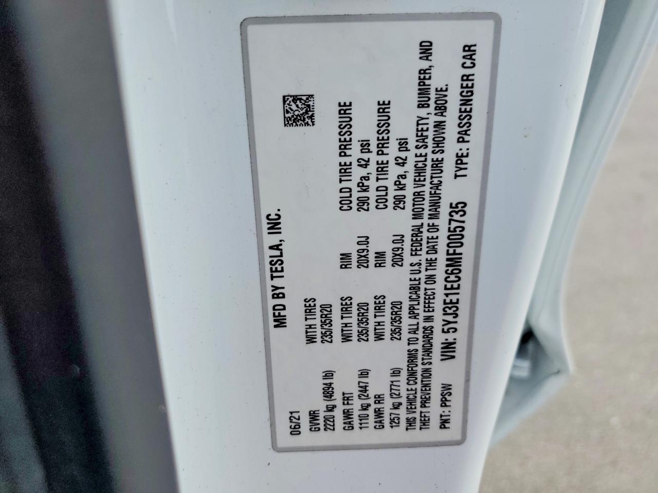 2021 TESLA MODEL 3 photo 12