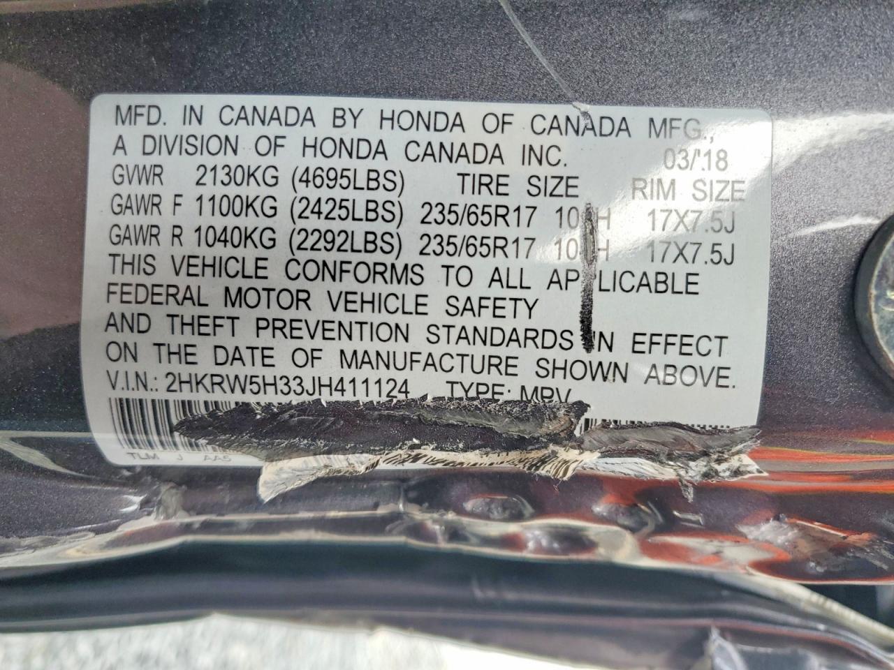 2018 HONDA CR-V LX photo 13