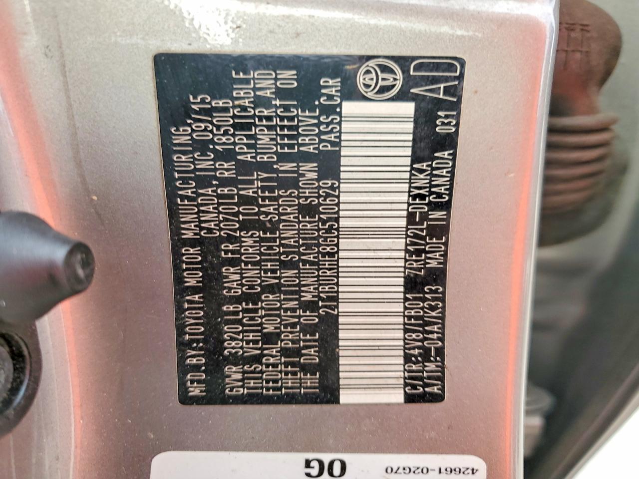 2016 TOYOTA COROLLA L photo 13