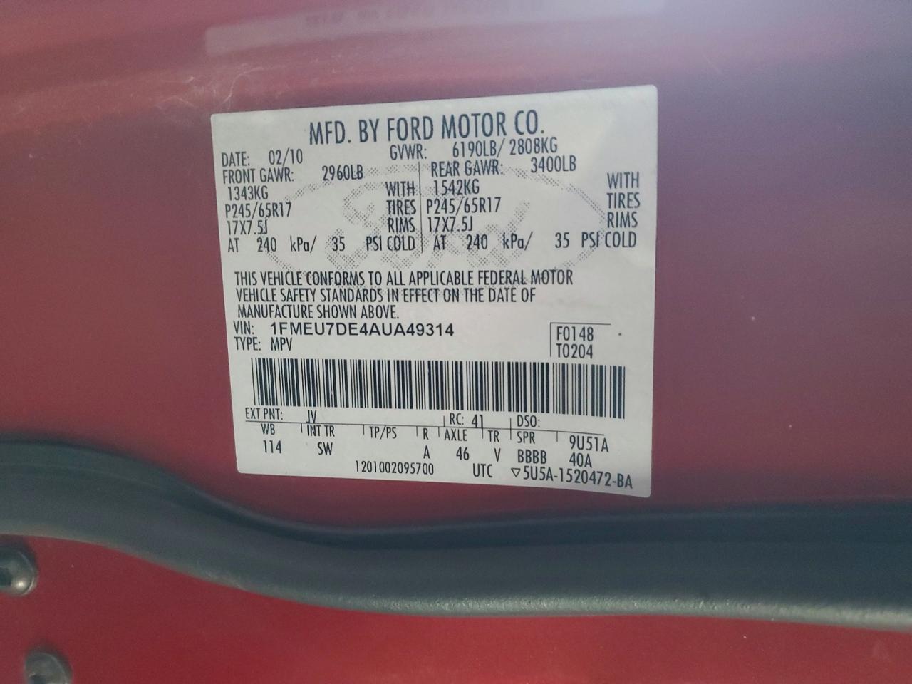 2010 FORD EXPLORER XLT photo 13