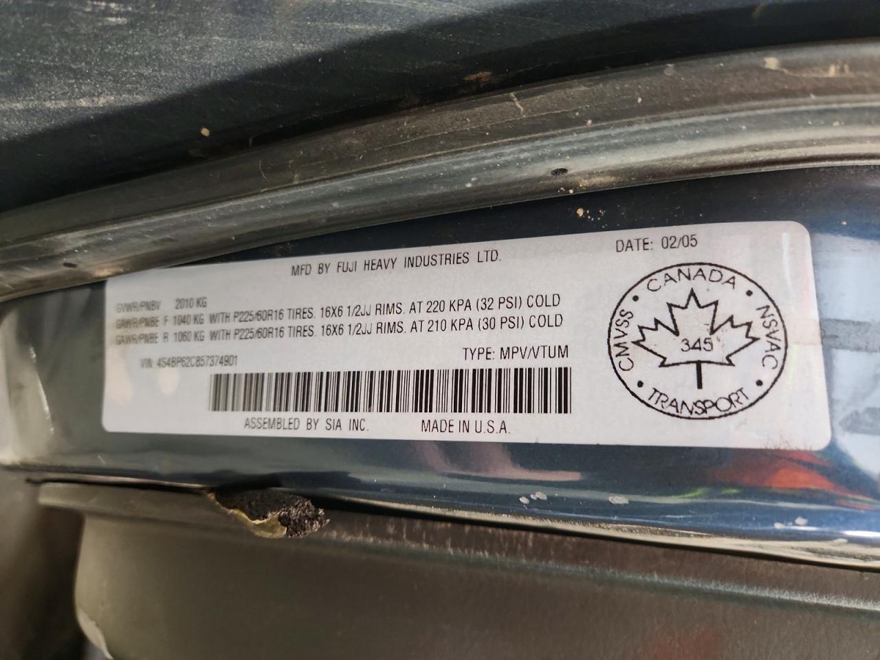 2005 SUBARU LEGACY OUTBACK 2.5I LIMITED photo 12