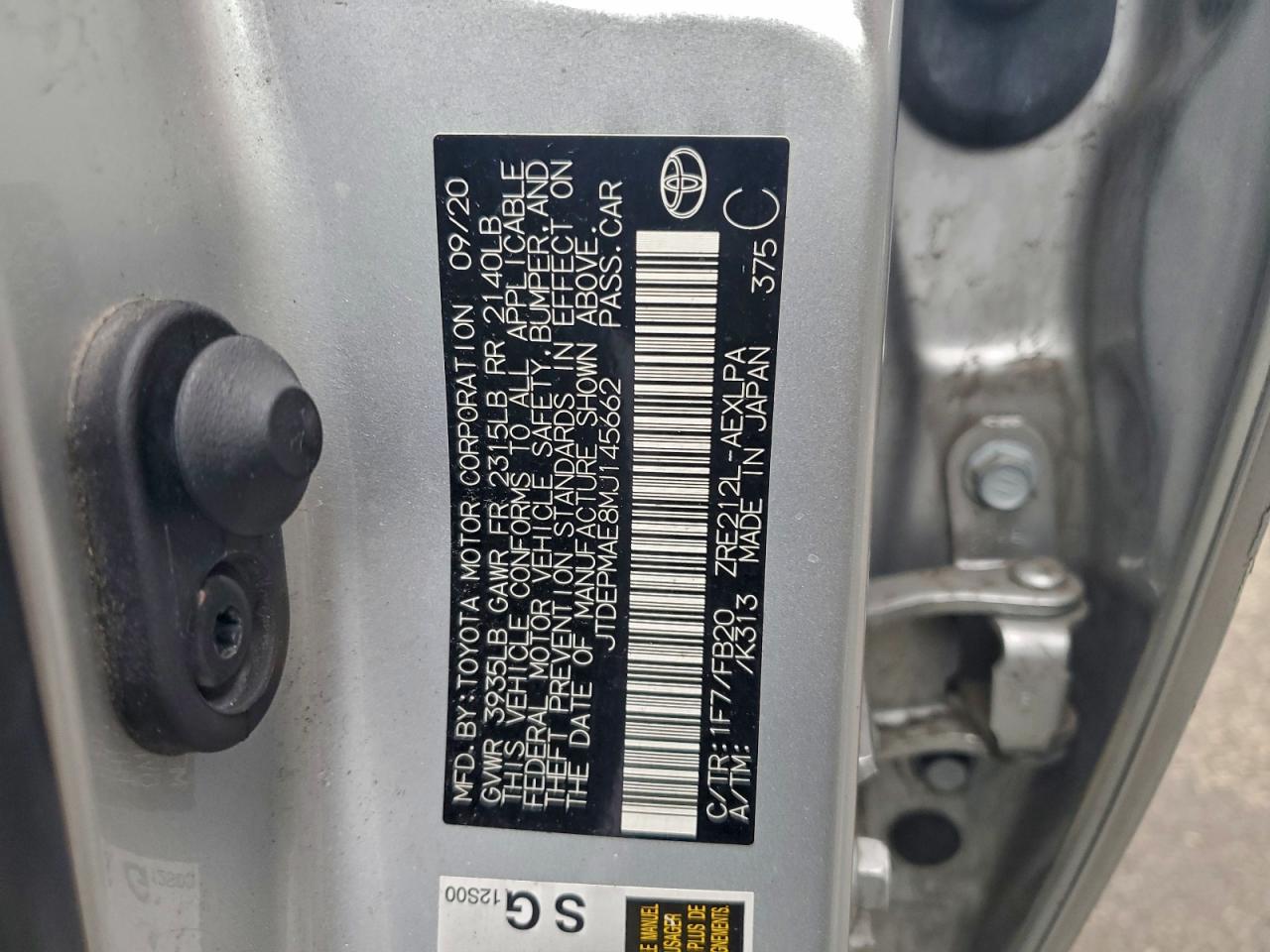 2021 TOYOTA COROLLA LE photo 12
