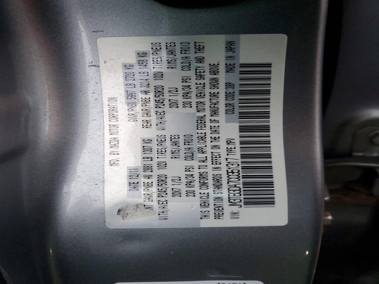 2012 MAZDA CX-9 photo 12