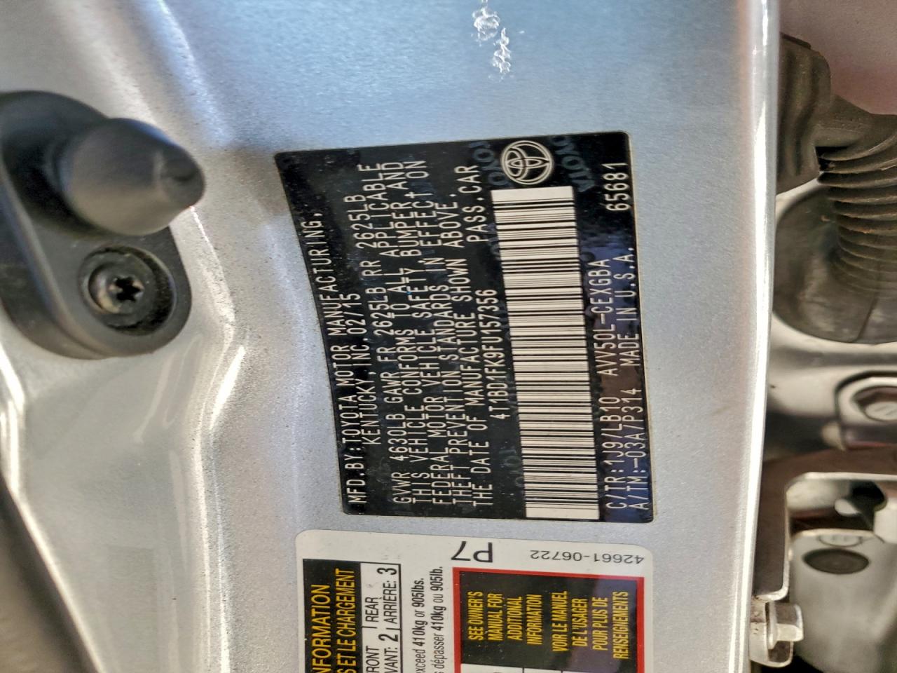 2015 TOYOTA CAMRY HYBRID photo 12