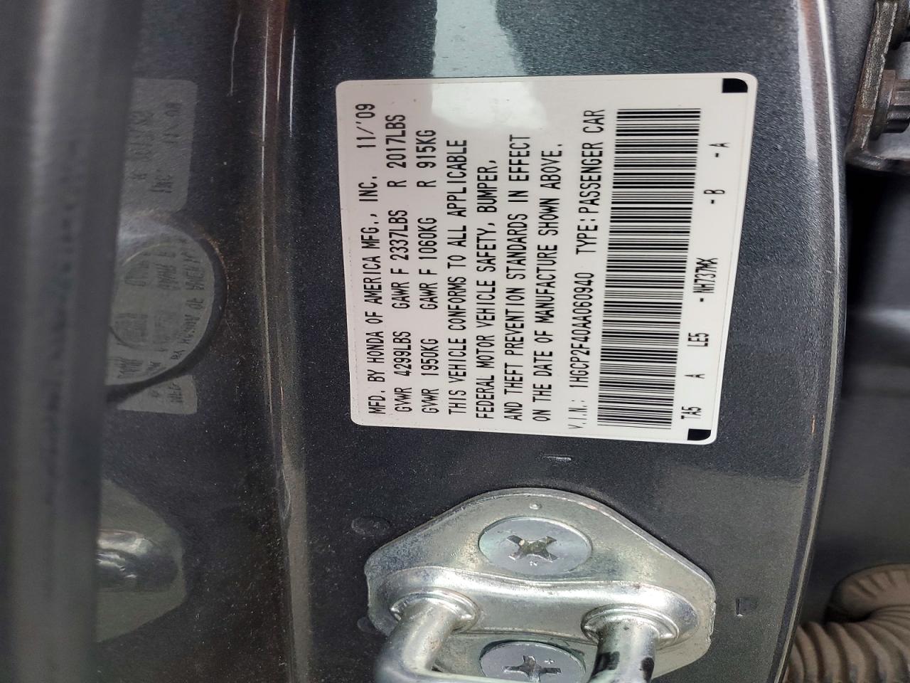2010 HONDA ACCORD LXP photo 12