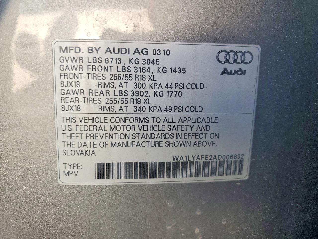 2010 AUDI Q7 PREMIUM PLUS photo 13