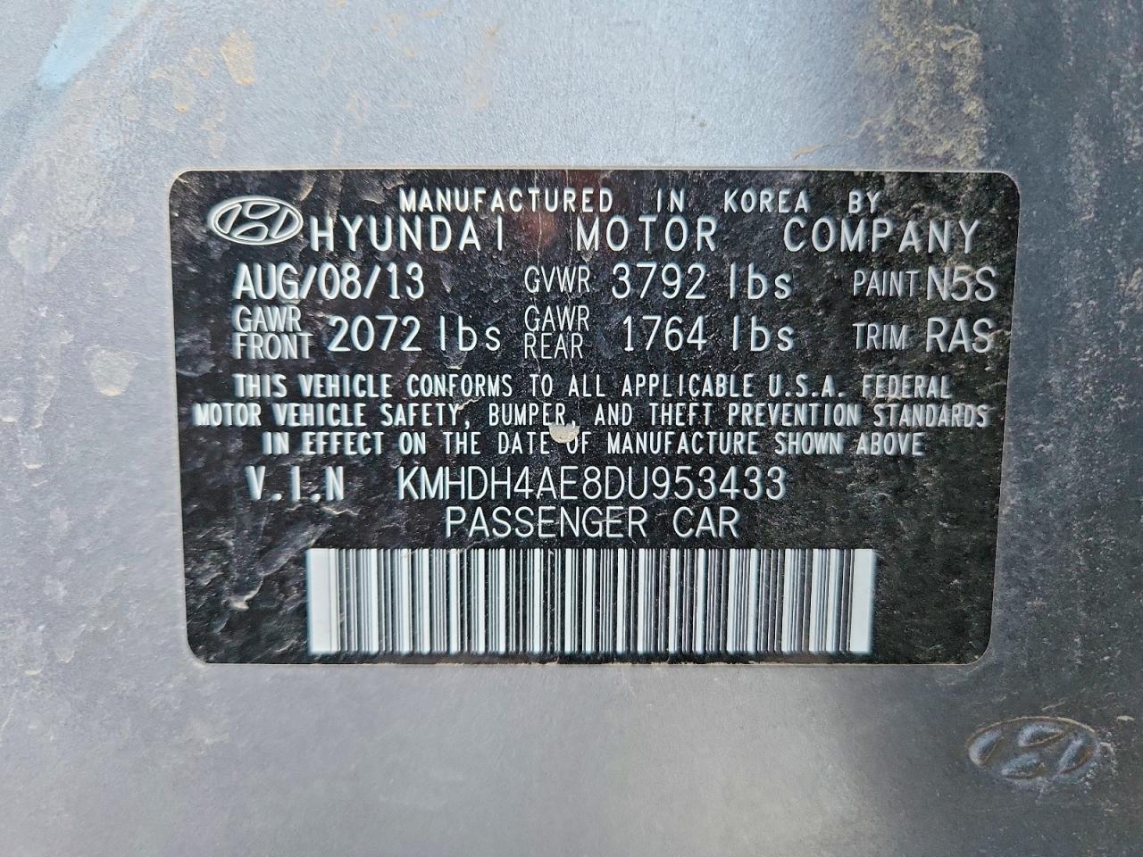 2013 HYUNDAI ELANTRA GLS photo 12