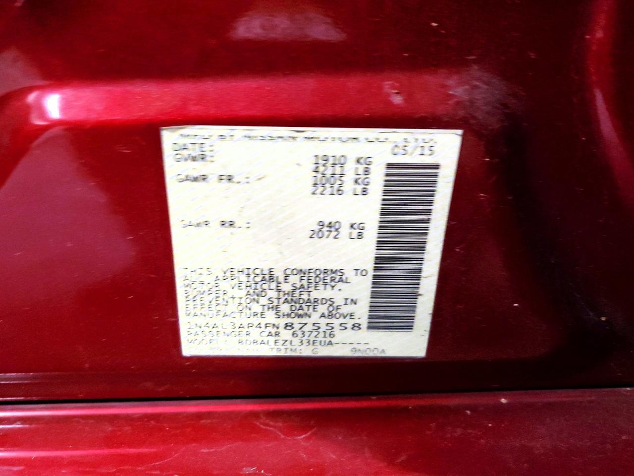 2015 NISSAN ALTIMA 2.5 photo 12