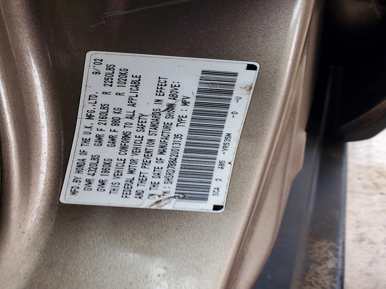 2002 HONDA CR-V EX photo 12