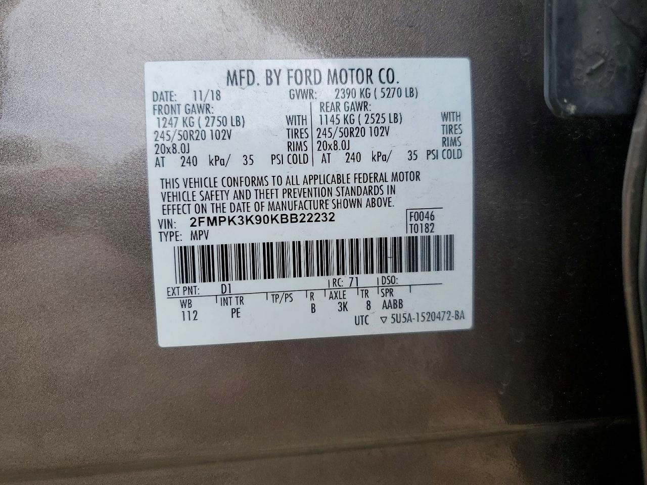 2019 FORD EDGE TITANIUM photo 14