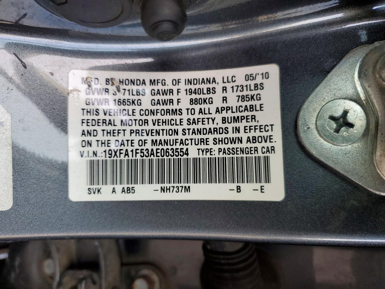 2010 HONDA CIVIC LX photo 12