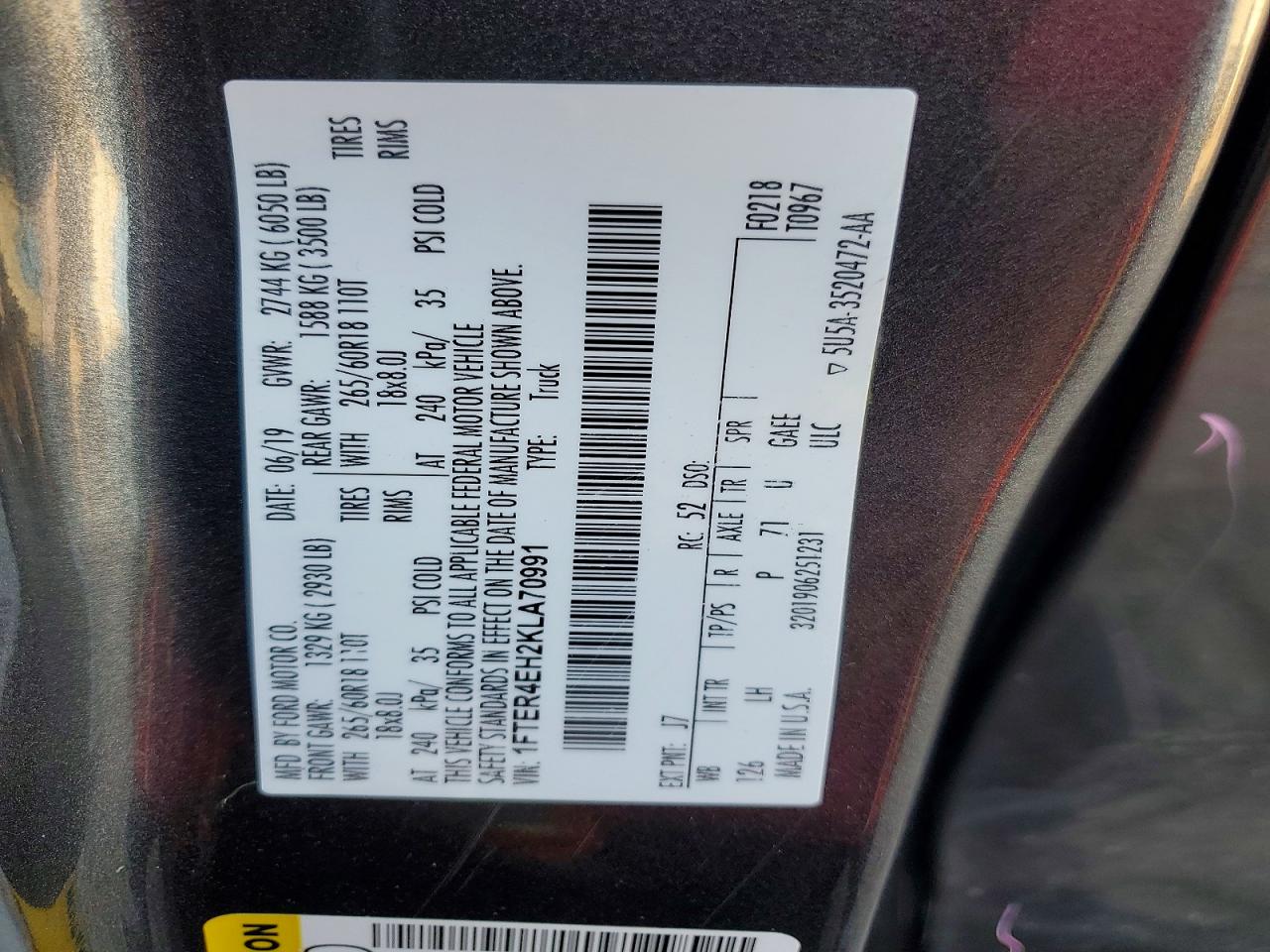 2019 FORD RANGER XL photo 12