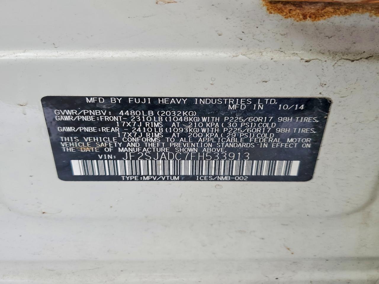 2015 SUBARU FORESTER 2.5I PREMIUM photo 25