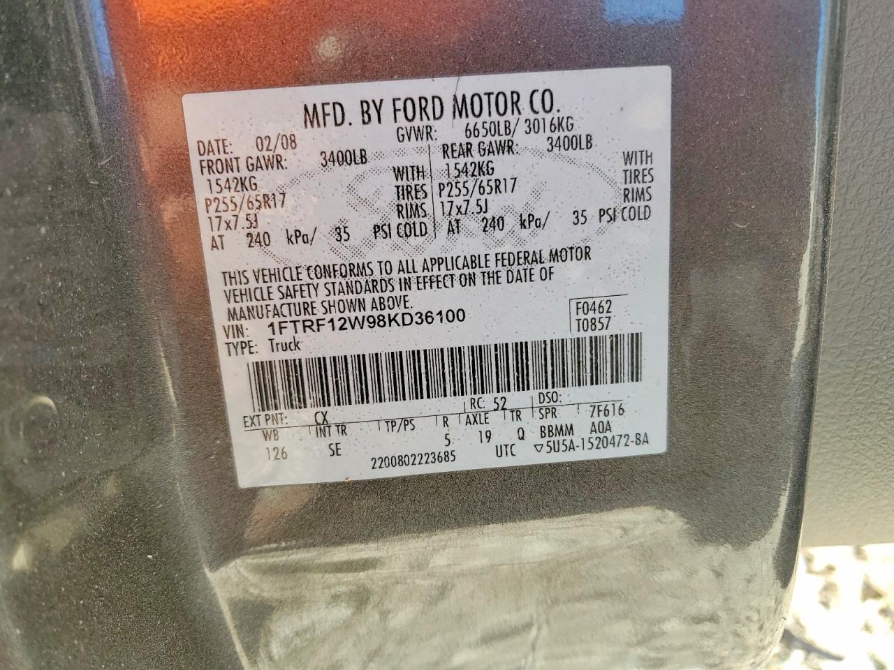 2008 FORD F150 photo 12