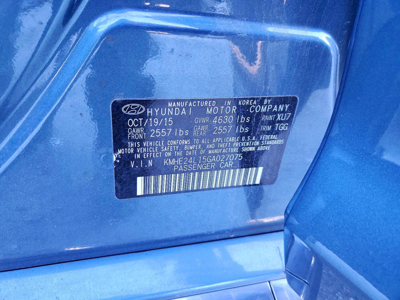 2016 HYUNDAI SONATA HYBRID photo 12