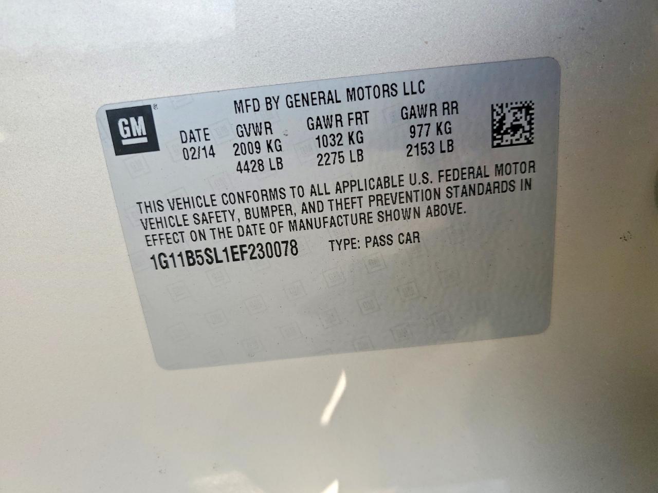 2014 CHEVROLET MALIBU LS photo 12