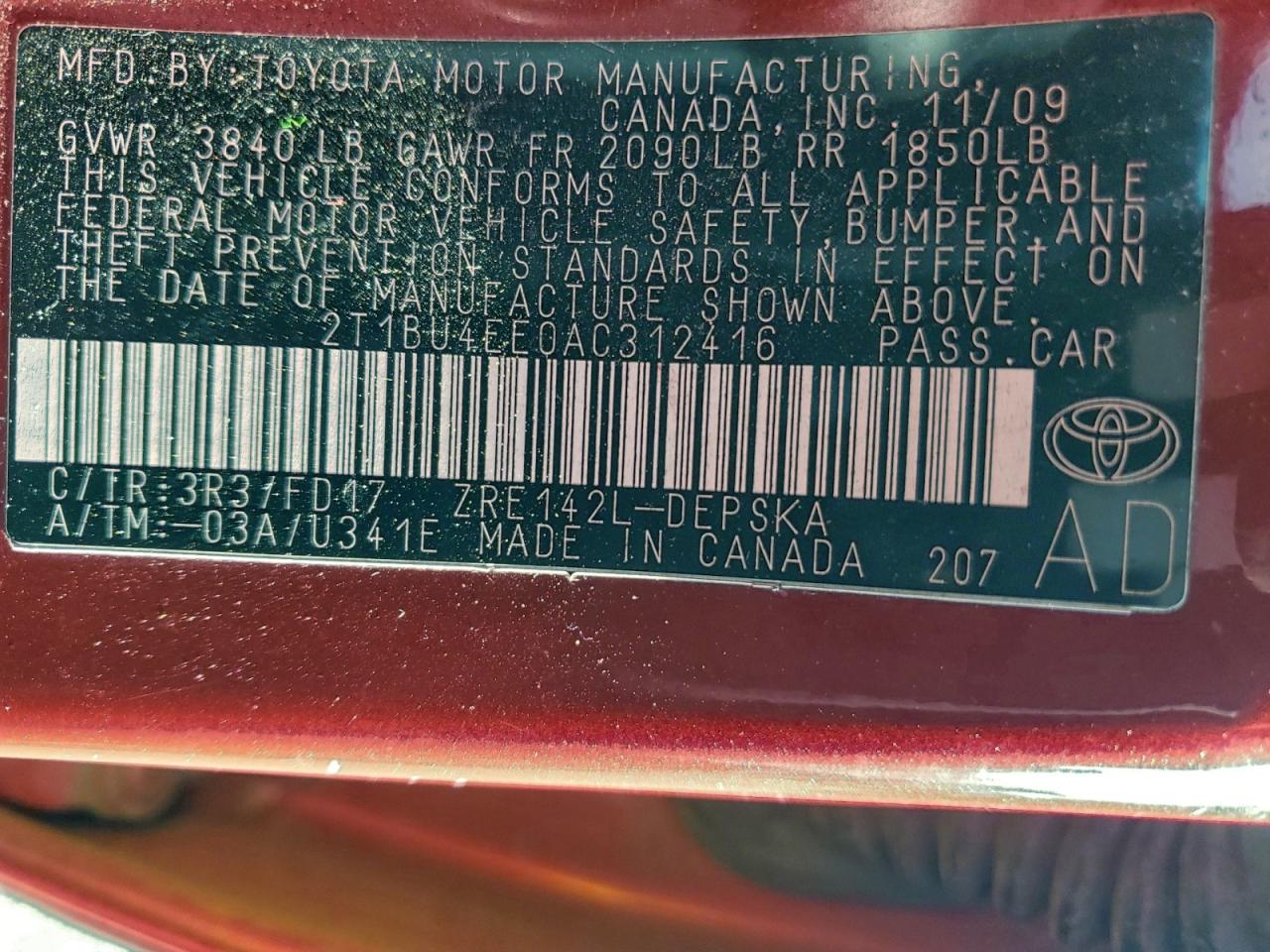 2010 TOYOTA COROLLA BASE photo 12