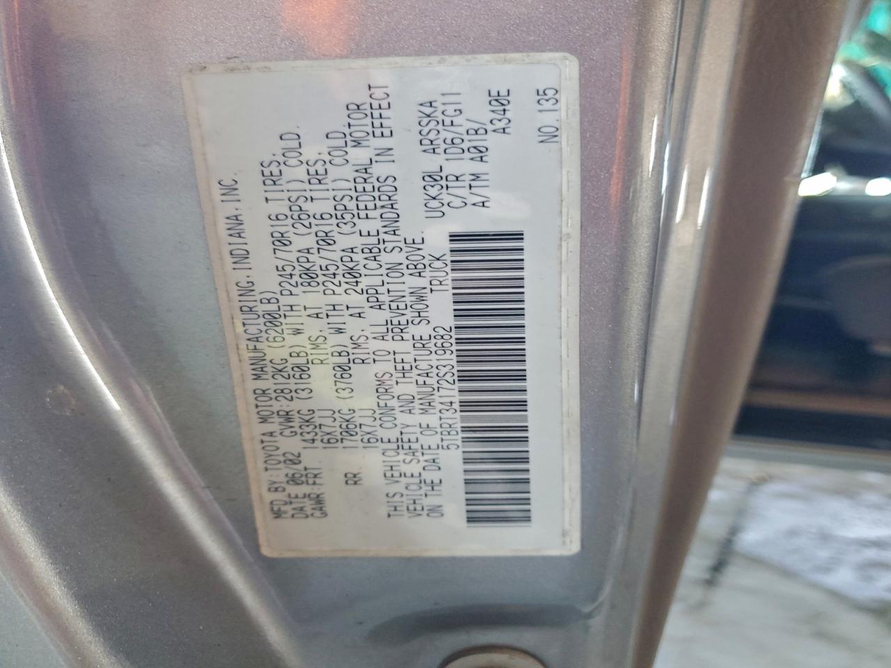 2002 TOYOTA TUNDRA ACCESS CAB photo 12