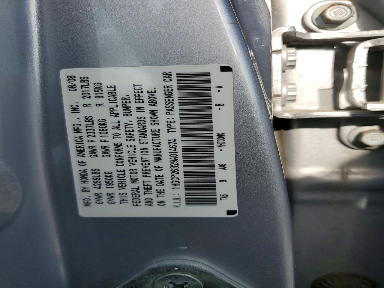 2009 HONDA ACCORD photo 12