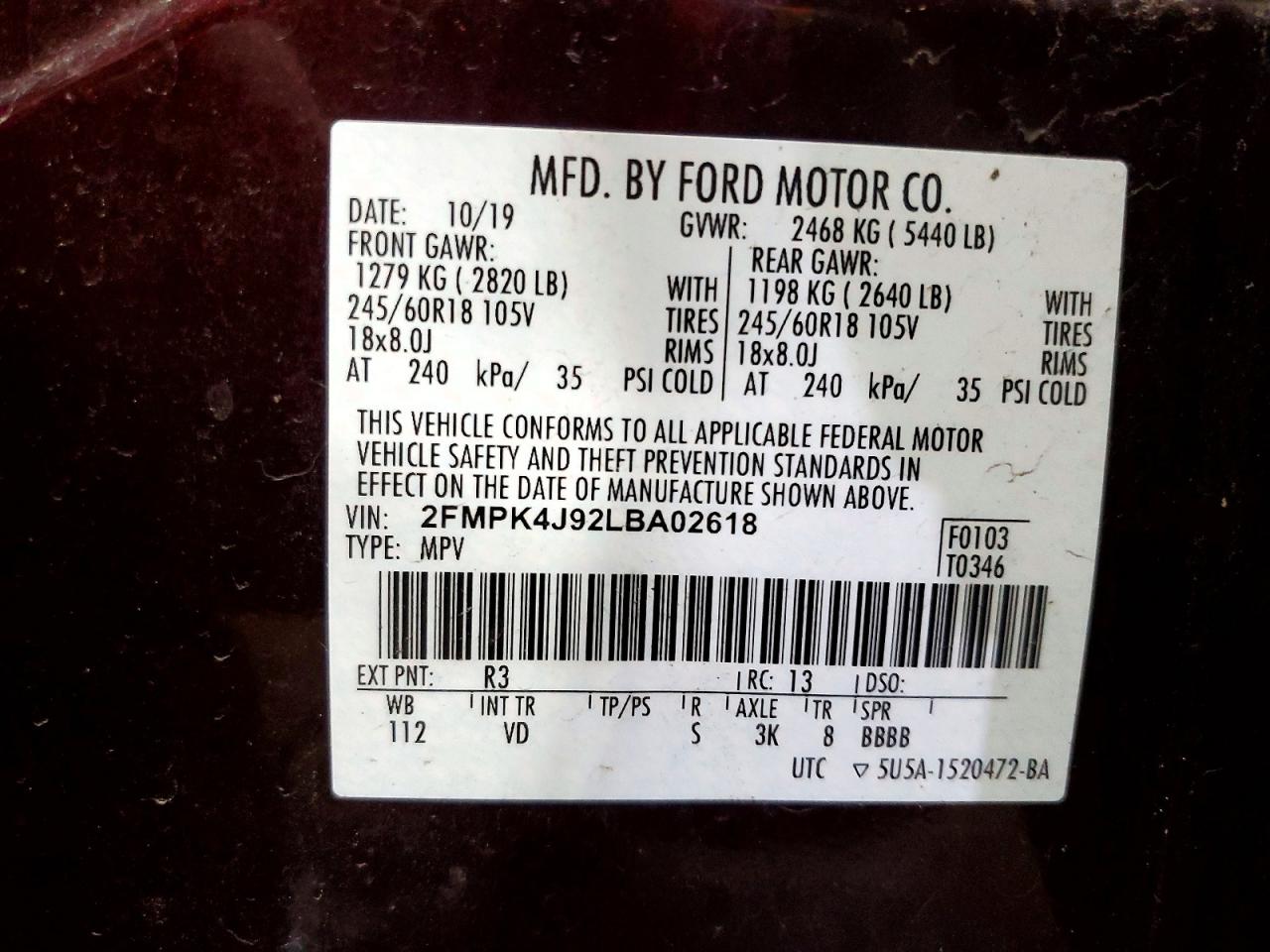 2020 FORD EDGE SEL photo 25
