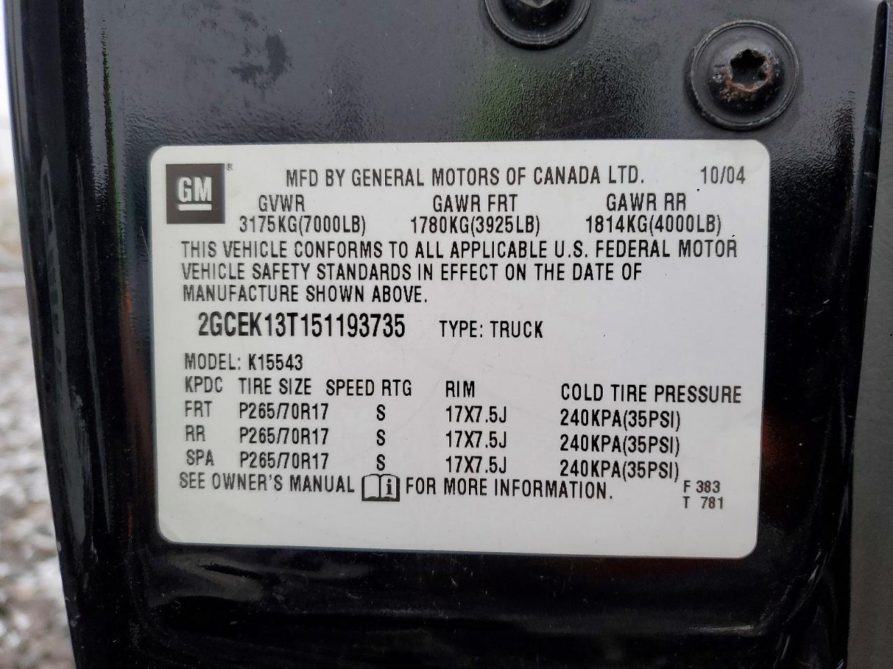 2005 CHEVROLET SILVERADO K1500 photo 12