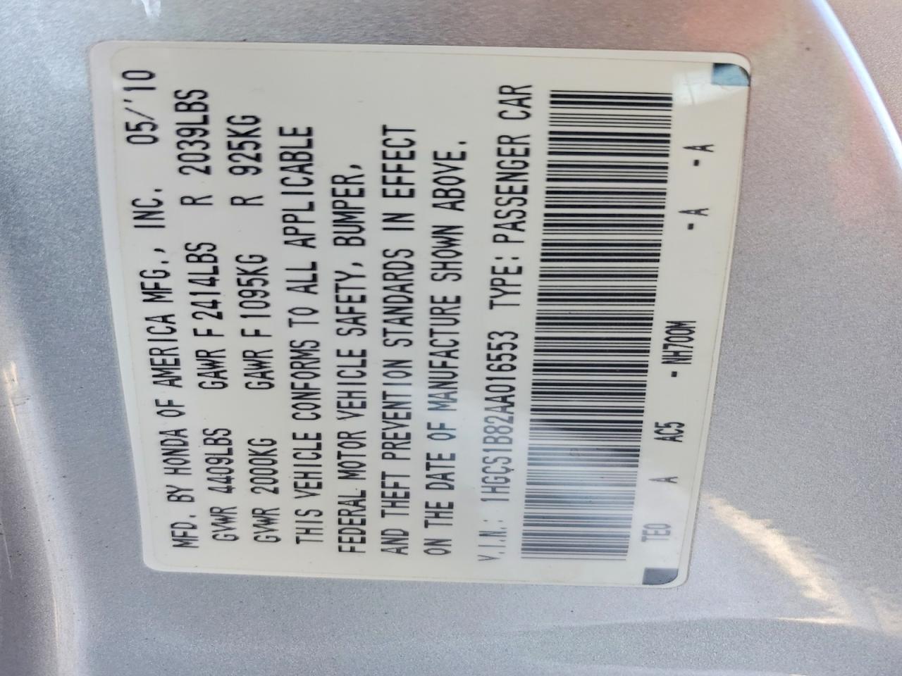 2010 HONDA ACCORD EXL photo 23