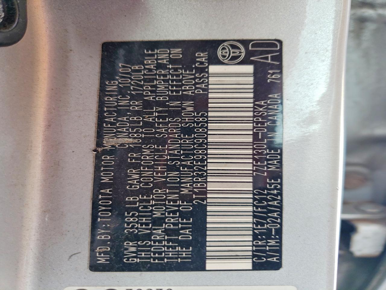 2008 TOYOTA COROLLA CE photo 12