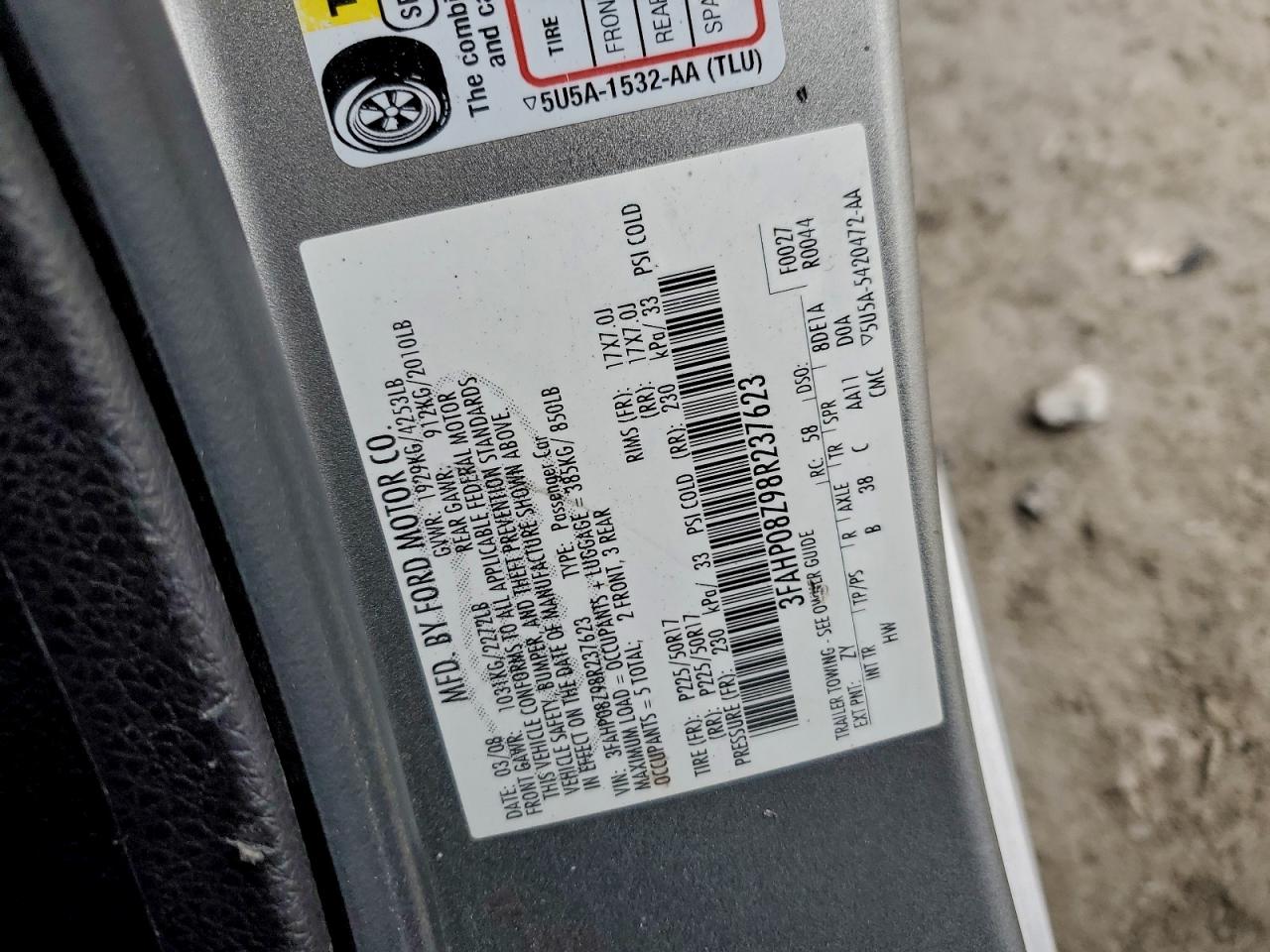 2008 FORD FUSION SEL photo 12
