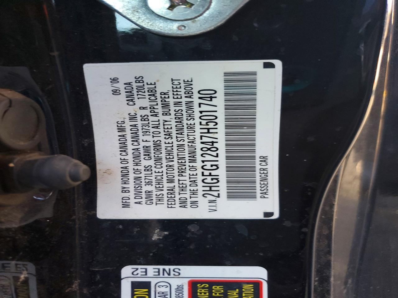 2007 HONDA CIVIC EX photo 12