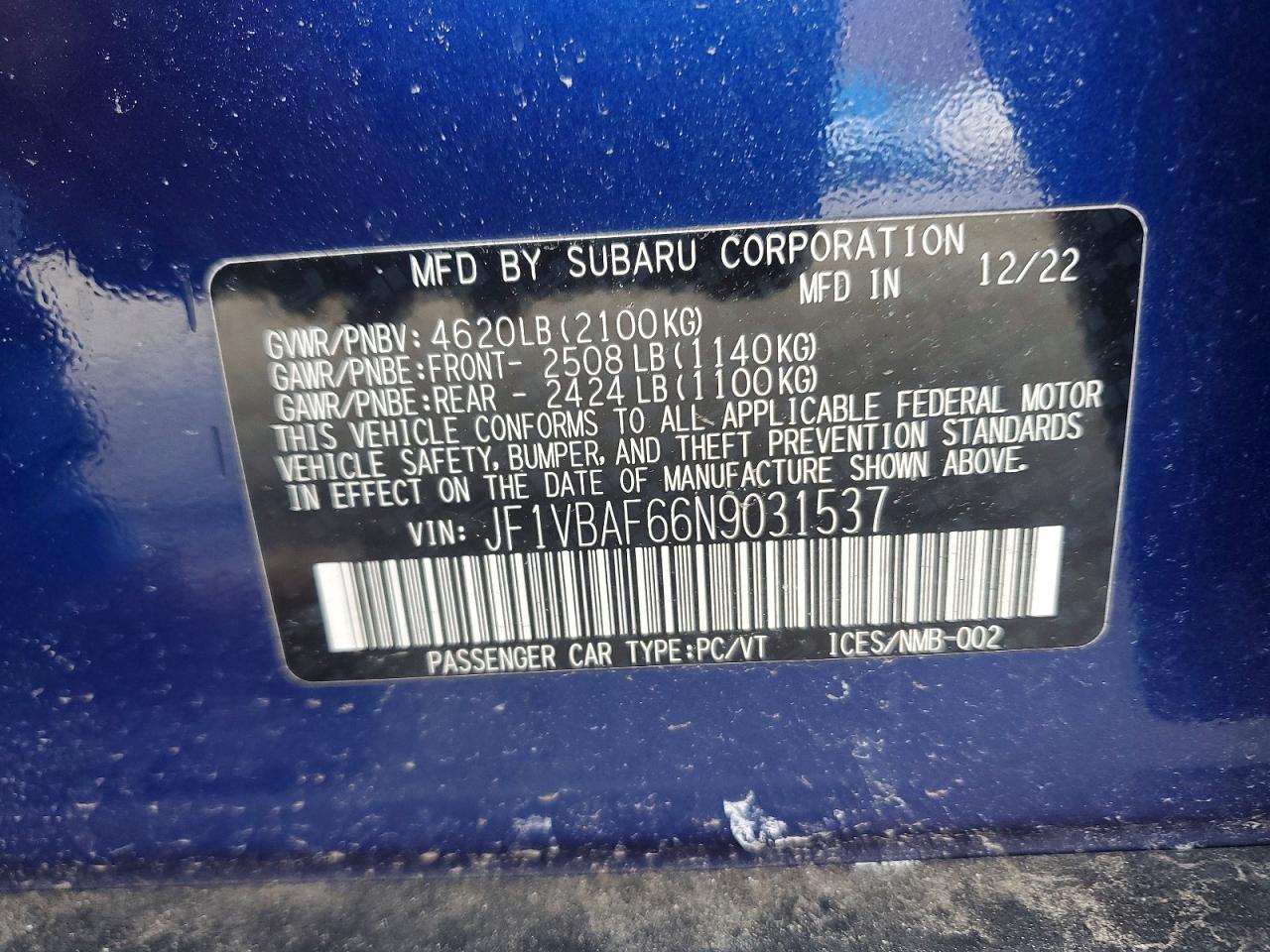 2022 SUBARU WRX PREMIUM photo 23