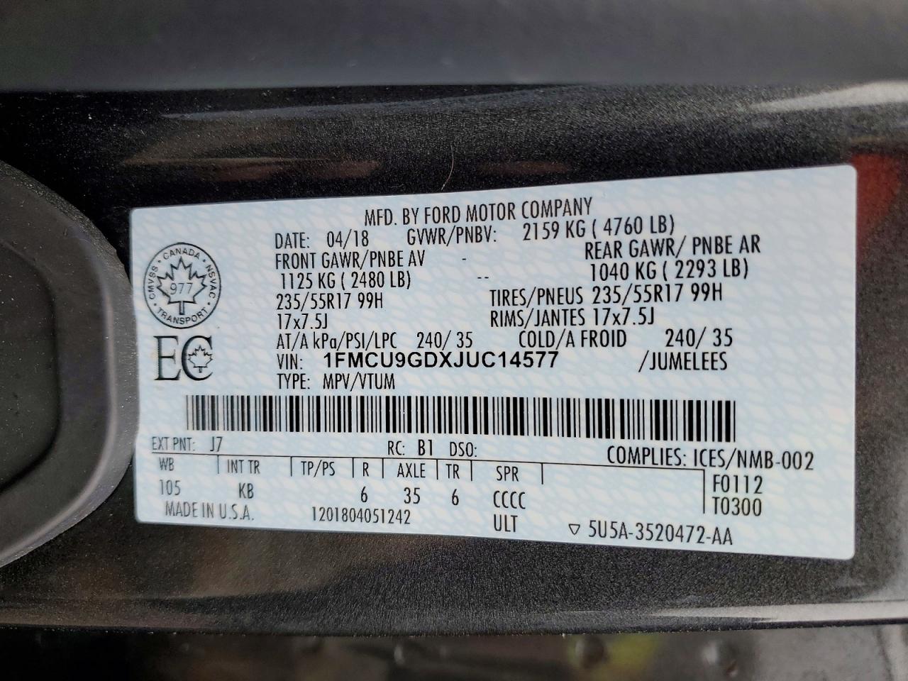 2018 FORD ESCAPE SE photo 27