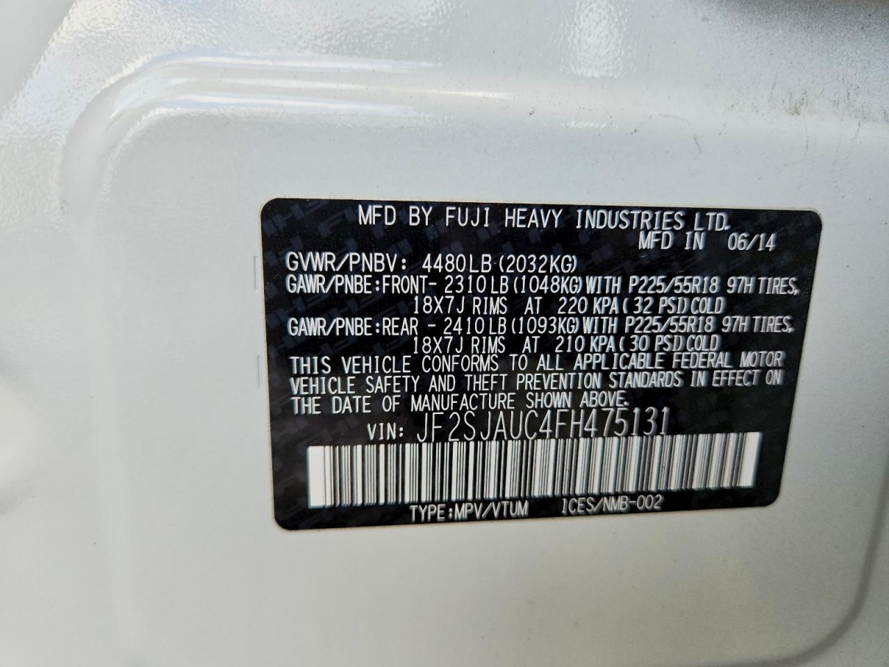 2015 SUBARU FORESTER 2.5I TOURING photo 13