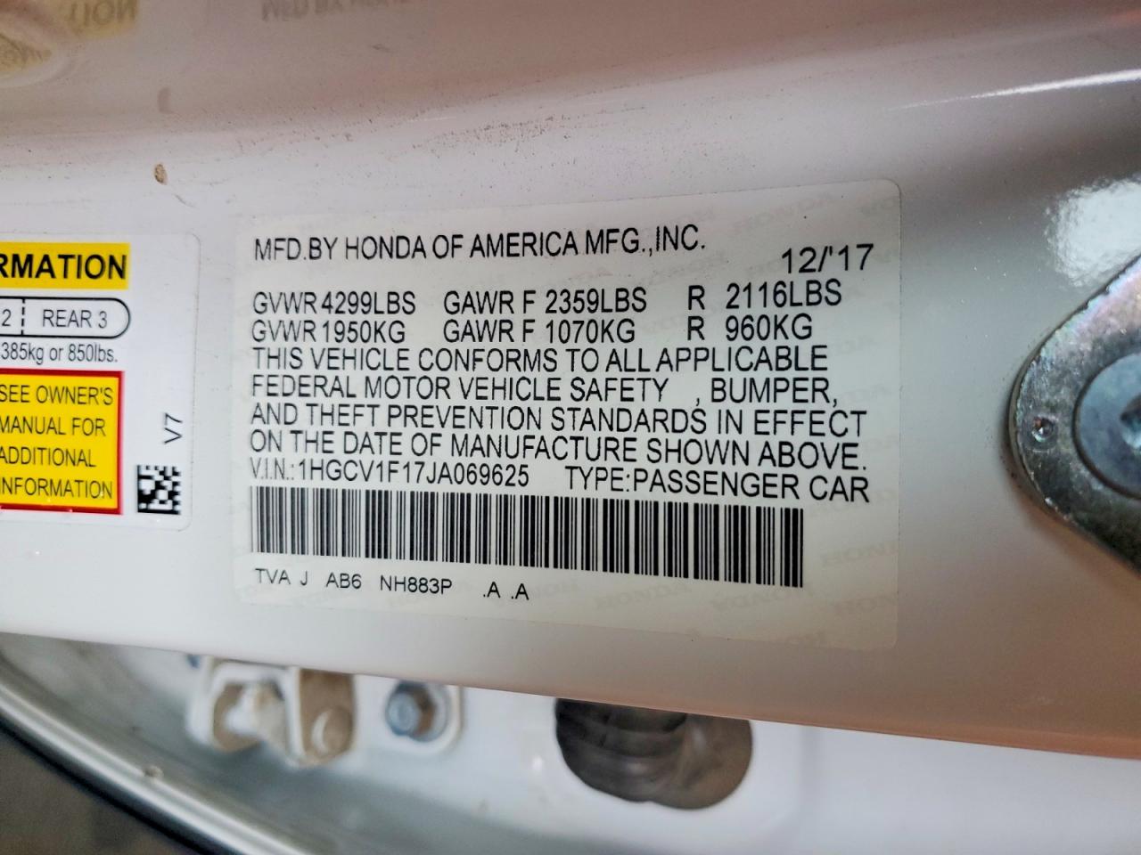 2018 HONDA ACCORD LX photo 13