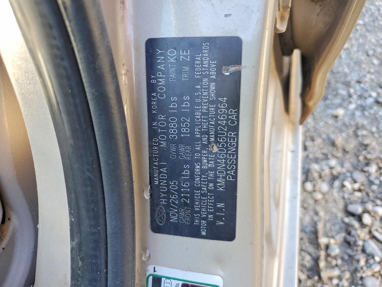 2006 HYUNDAI ELANTRA GLS photo 12