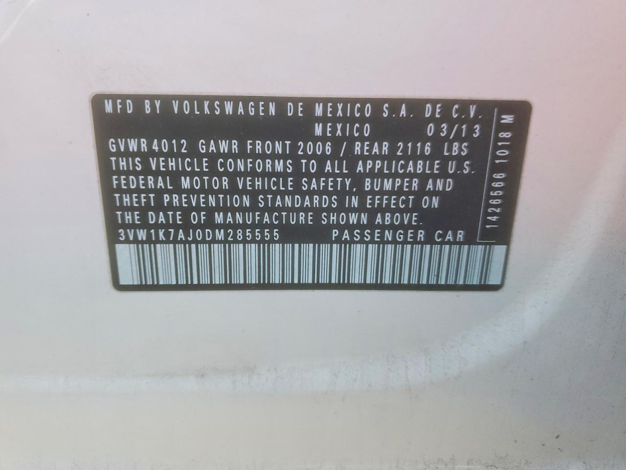2013 VOLKSWAGEN JETTA BASE photo 12