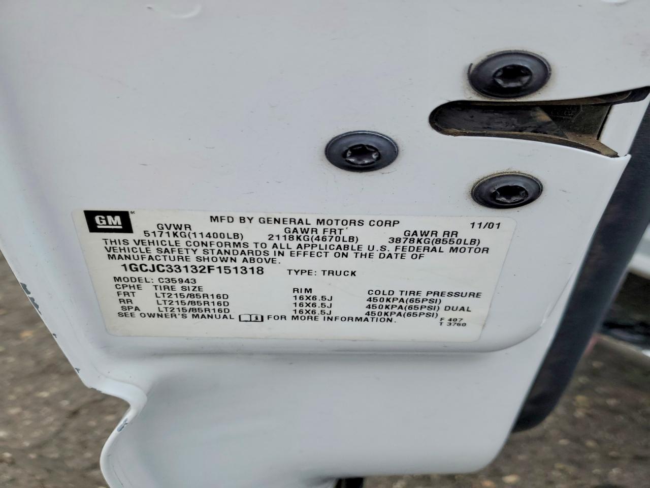 2002 CHEVROLET SILVERADO C3500 photo 12