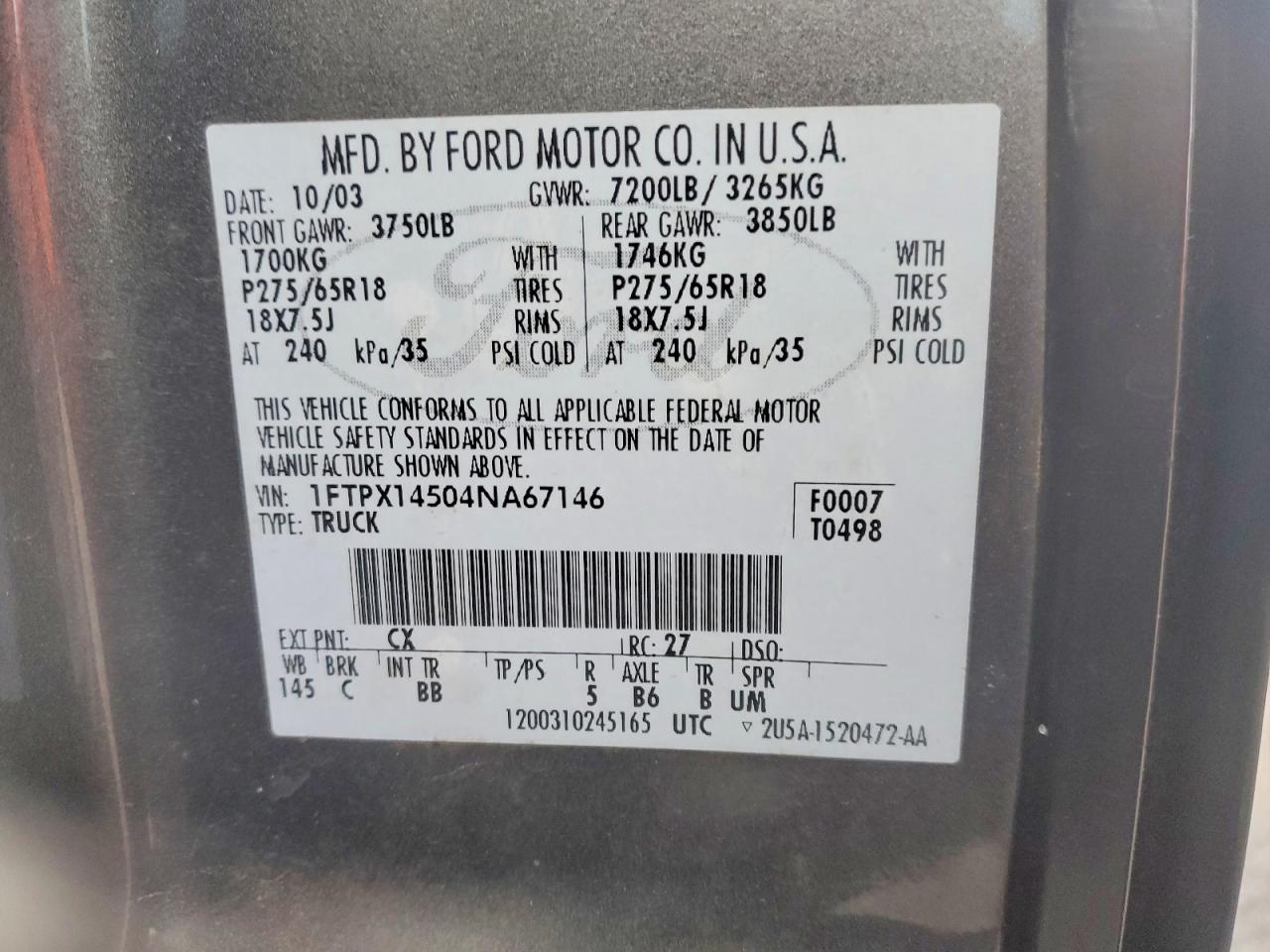 2004 FORD F150 photo 12