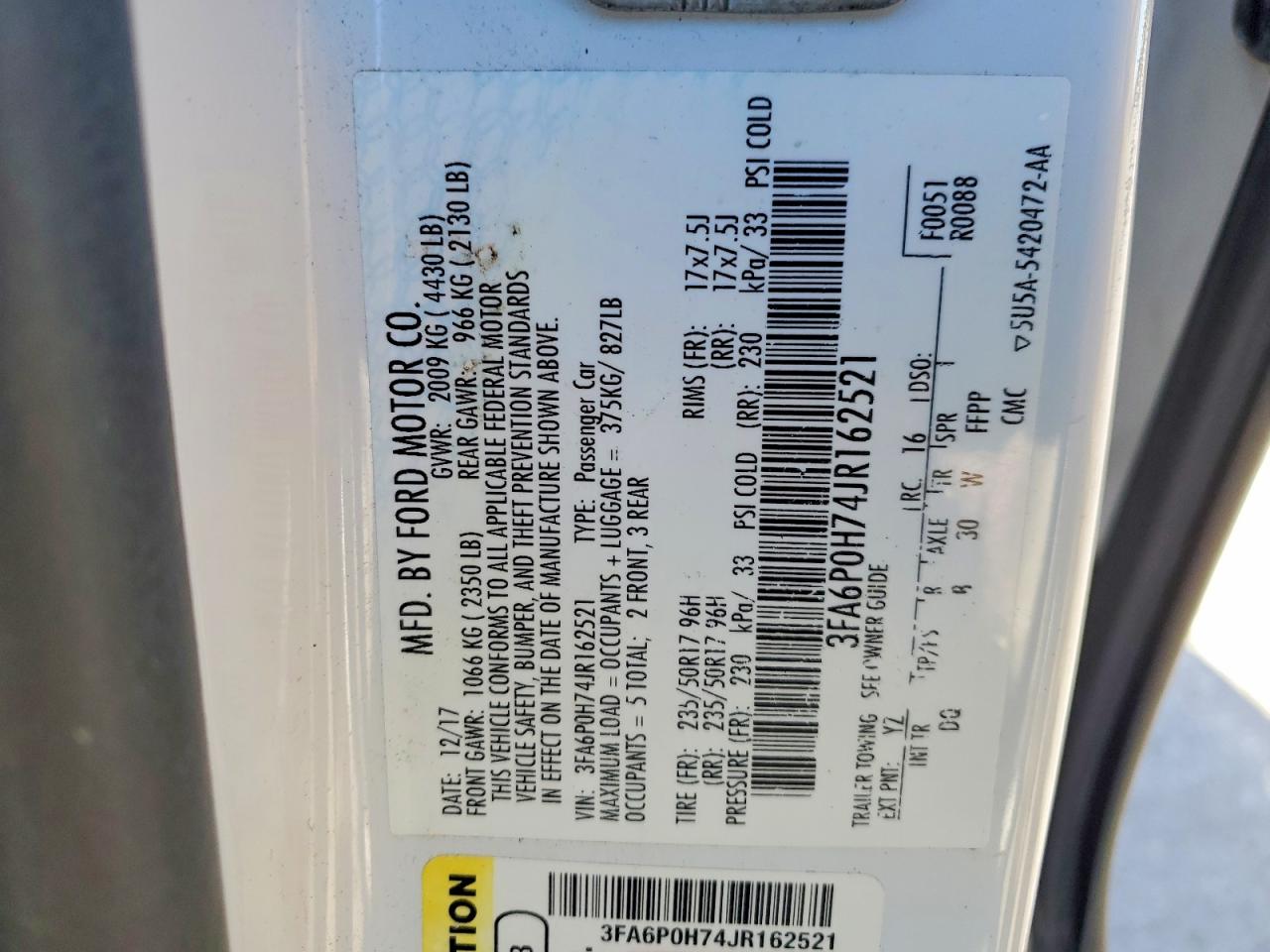2018 FORD FUSION SE photo 23