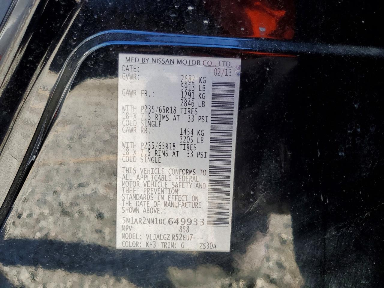 2013 NISSAN PATHFINDER S photo 13