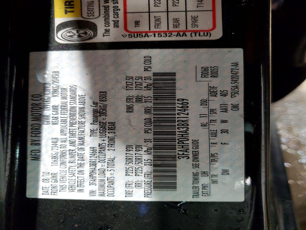 2011 FORD FUSION SE photo 12
