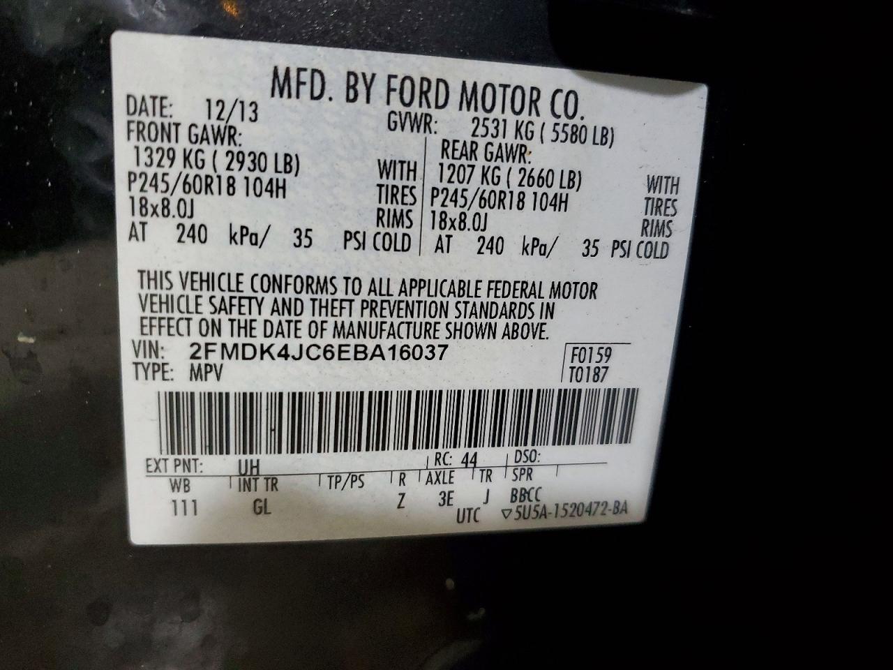 2014 FORD EDGE SEL photo 13
