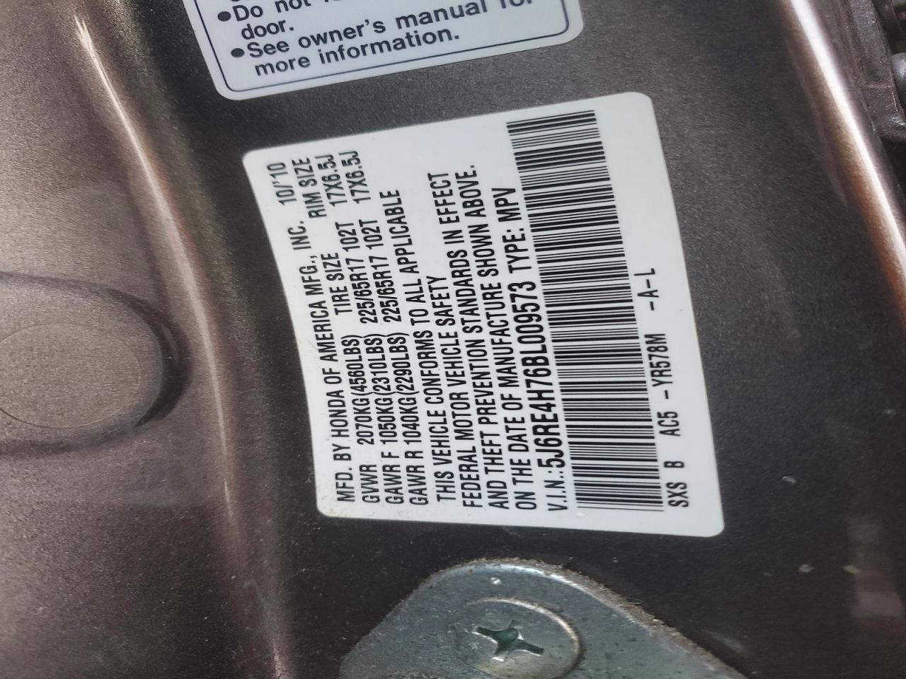 2011 HONDA CR-V EXL photo 13